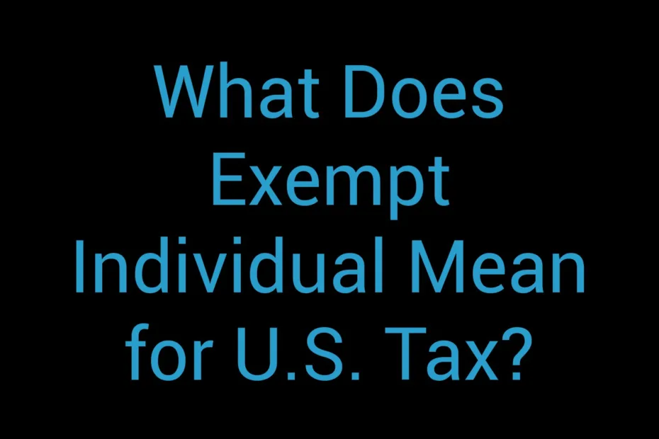 What Does Exempt Individual Mean For U S Tax